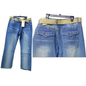 Agile Men’s Style AP23576 Straight Leg Belted Jeans, 33” inseam